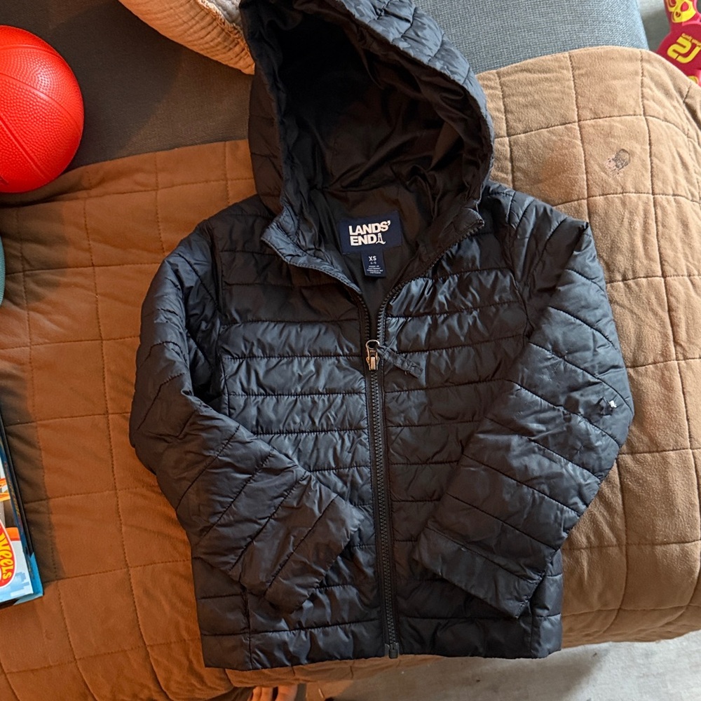 Lands' End Midnight Quilted Hooded kids Jacket